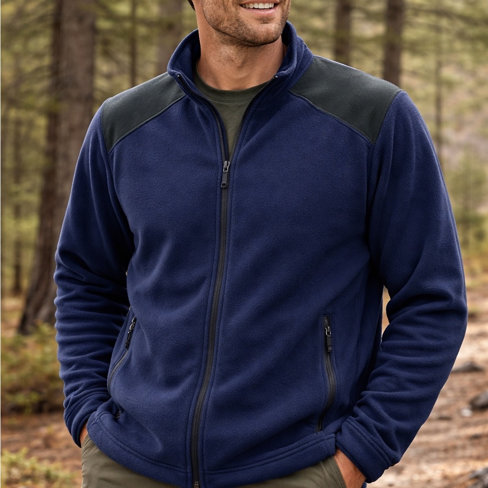 Eddie Bauer Wild Pro Fleece Jacket Men’s XXL Navy Blue Full Zip Heavyweight
